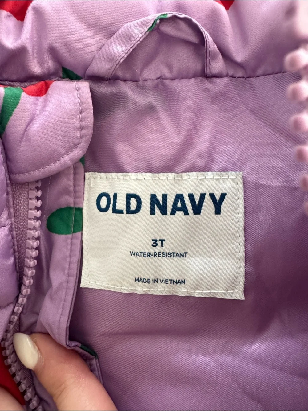 Old Navy Lilac Jacket with Red Cherry Accents